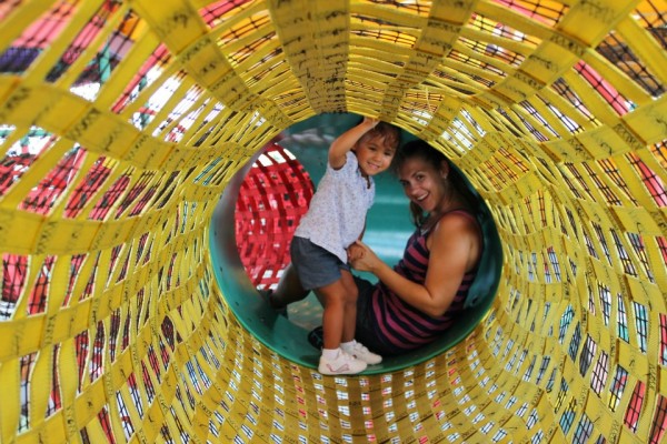 Kristen and Mari play area